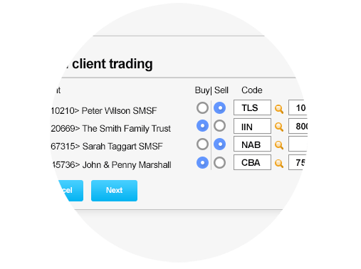 Multi client trading